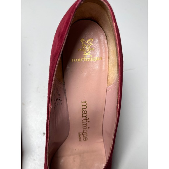 Martina Wine Red Pumps Women's 7S Slim‎ Narrow Classic Leather Heels Vintage - Picture 11 of 15